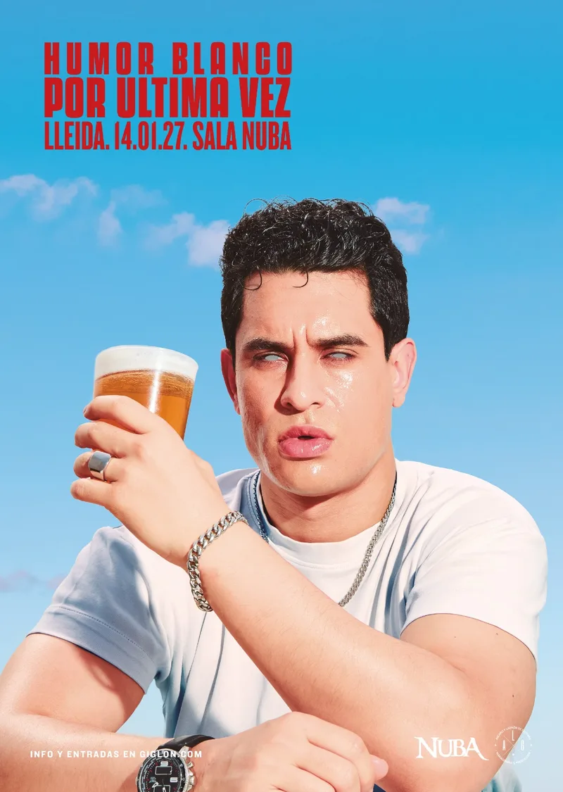 Cartell de David Suárez, Humor Blanco, 14 de gener a la Sala NUBA